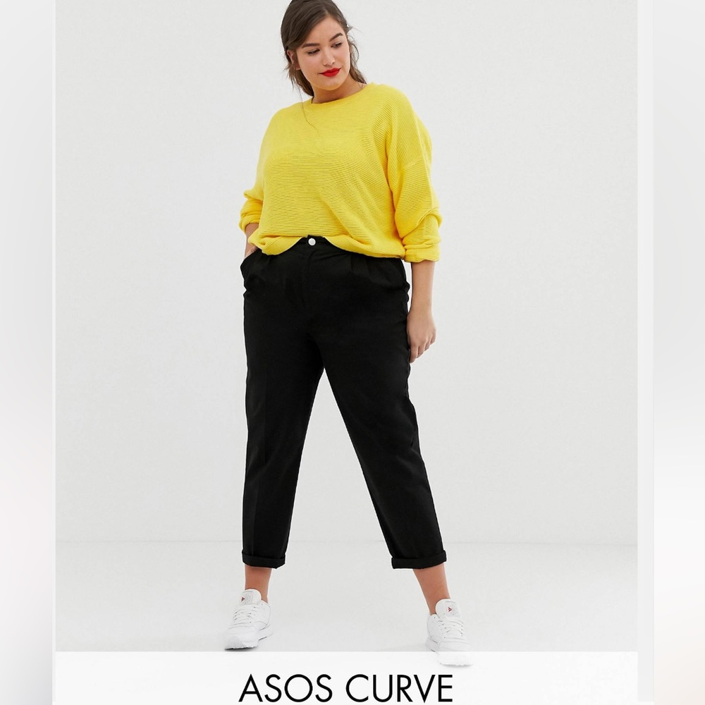 NWT Asos design curve chino trousers black uk 22 us 18